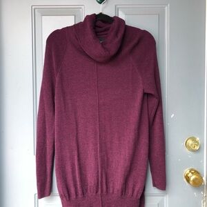 Cynthia Rowley Purple Cowl Tunic Sweater 100% merino wool
